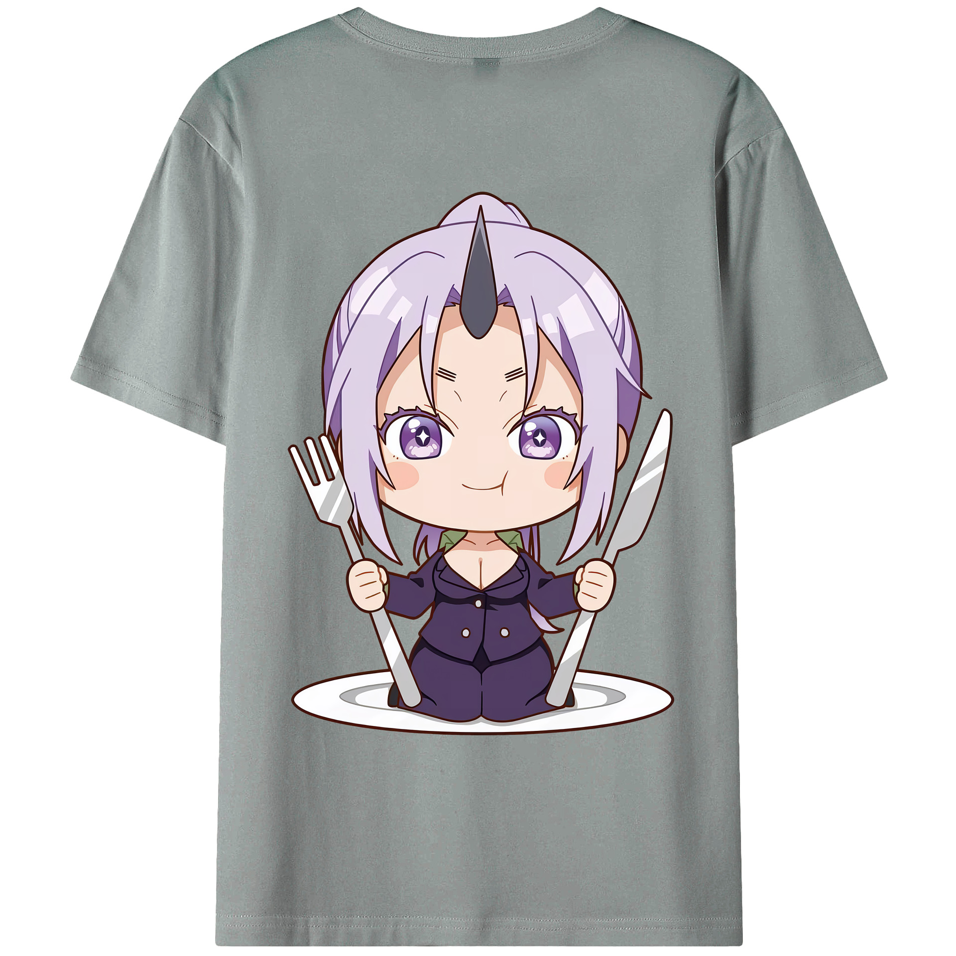 （画像用） 転スラ Regarding Reincarnated to Slime 綿100％ メンズ半袖Tシャツ（バックプリント） 通気性